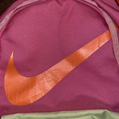 neon orange pink nike backpack Nike BackPack Green & PINK Neon Y2K Full Size Orange Swoosh