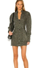 Marissa Webb Size 4 Canvas Jacket Button Dress Military Green Animal Print EUC!