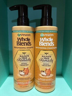 Garnier Whole Blends Remedy Honey Treasures Shampoo/Conditioner No Sulfate 12 oz