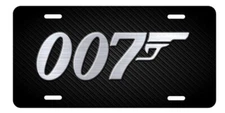 007 James Bond Art on Simulated Carbon Fiber Aluminum License Plate Tag