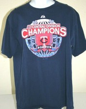 VTG Majestic 2009 Minnesota Twins Division Champions Blue T-Shirt Mens Large