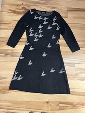 Nine West Houndstooth Sweater Dress A Line Knee Length 3/4th Sleeve Women Sz S