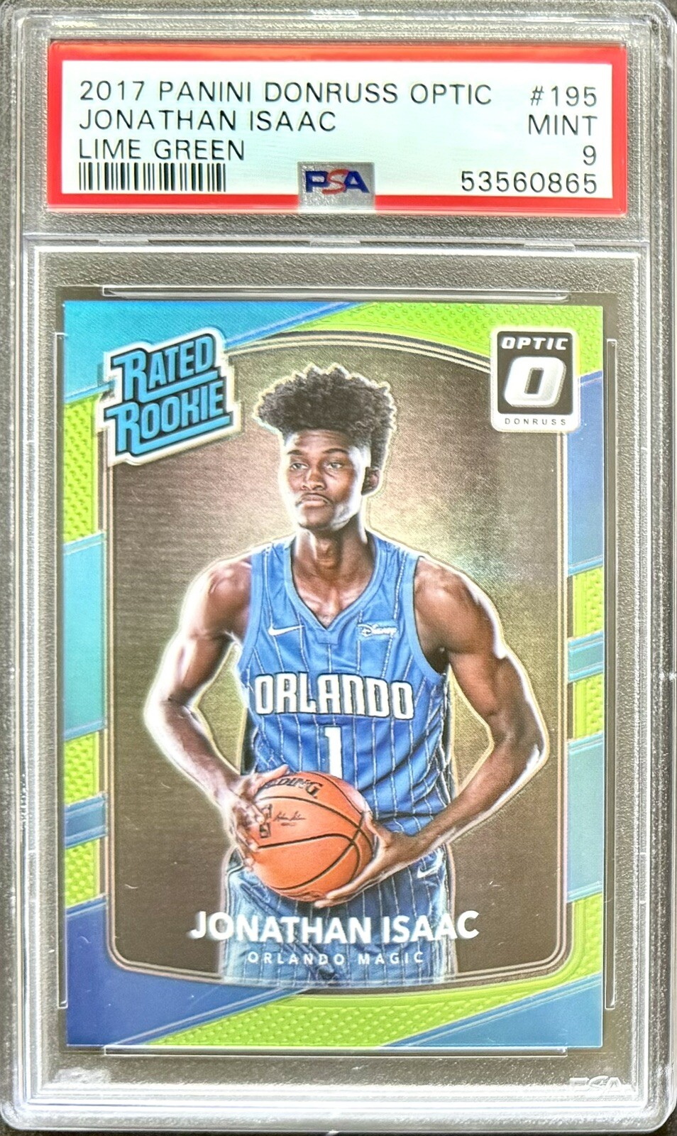JONATHAN ISAAC LIME GREEN /175 PSA 9 RC 2017 Donruss Optic Rated Rookie MINT