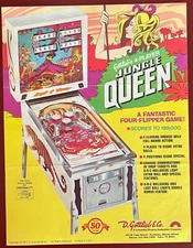 1977 Gottlieb Jungle Queen Original Pinball Flyer