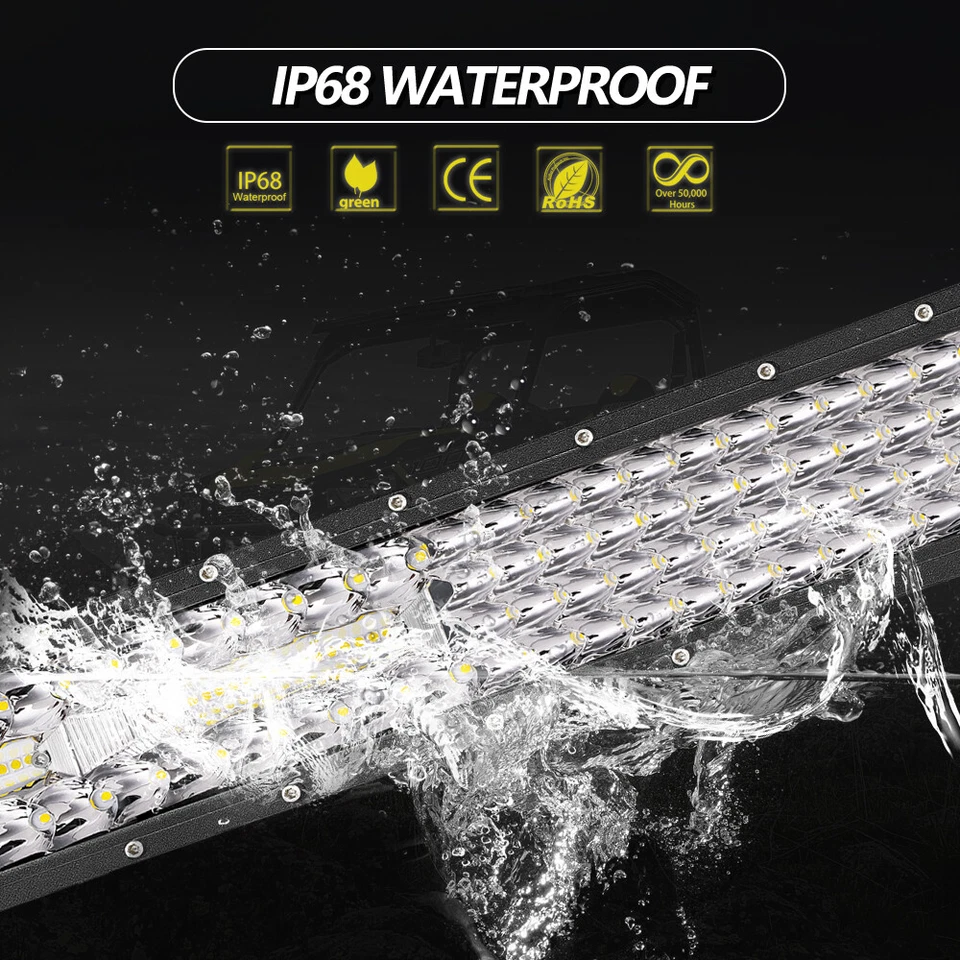 Barra de luz de trabajo LED curvada de 56 pulgadas cuádruple tres filas punto inundación combo conducción de camiones 53" Foto 4 de 4