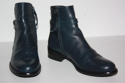 ELIZABETH STUART Bottines Boots Cuir Lanières Bleu Pétrole Comme Neuves T 36 - Imagen 3 de 8