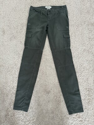 NWT Vintage Y2K Abercrombie & Fitch Cargo Pants Women s Sz 8 Skinny Dark Green