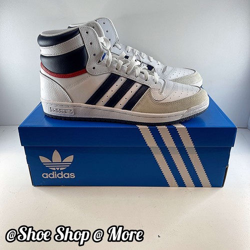 ✅ BNIB Adidas Top Ten High GX0740 UK 9 US 9.5 EU 43.5 White Blue Suede 🏀 📦