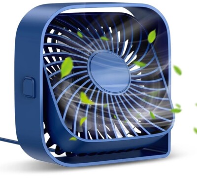 USB Desk Fan Strong Airflow & Quiet Operation 3 Speed Wind Mini   360 Fan