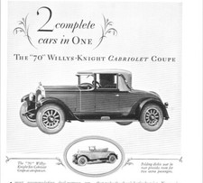 WILLYS-KNIGHT SIX Cabriolet Coupe Automobile - 1927 Full-Page Print Ad