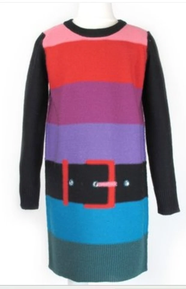 GIRLS SONIA RYKIEL PARIS SWEATER DRESS RAINBOW STRIPE WOOL KNIT LONG SLEEVES 14 - Image 3 of 4