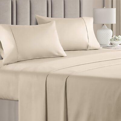 400 Thread Count 4 Piece Sheet Set, 100% Cotton Sateen Soft Sheets by CGK Linens
