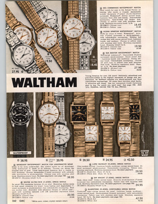 1962 PAPER AD 3 PG Waltham Wrist Watch Gladstone Golden Houston 25 Jewel Kelvin