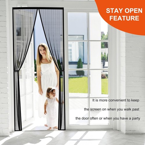 Magnetic Screen Door 39" x 83" Mesh Panel Walk Through Hands Free Self Closing - Picture 3 of 6