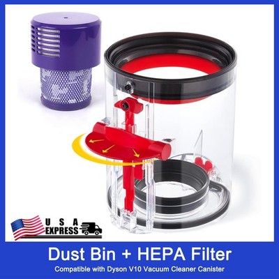 Upgraded Dust Bin+HEPA Filter for Dyson V10 Vacuum Cleaner Canister Small Bin