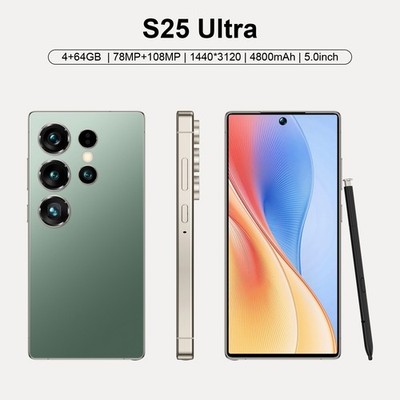 Green- Mini S25 Ultra 5G Smartphone 5.0'' Android 14 4GB+64GB Cellphone Dual SIM