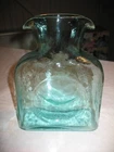 Blenko Aqua Blue Green Double Spout Glass Water Bottle