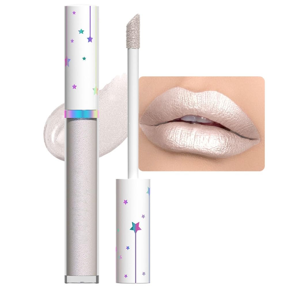 evpct 1Pcs Silver White Metallic Glitter iridescent Liquid Lipstick for Women...