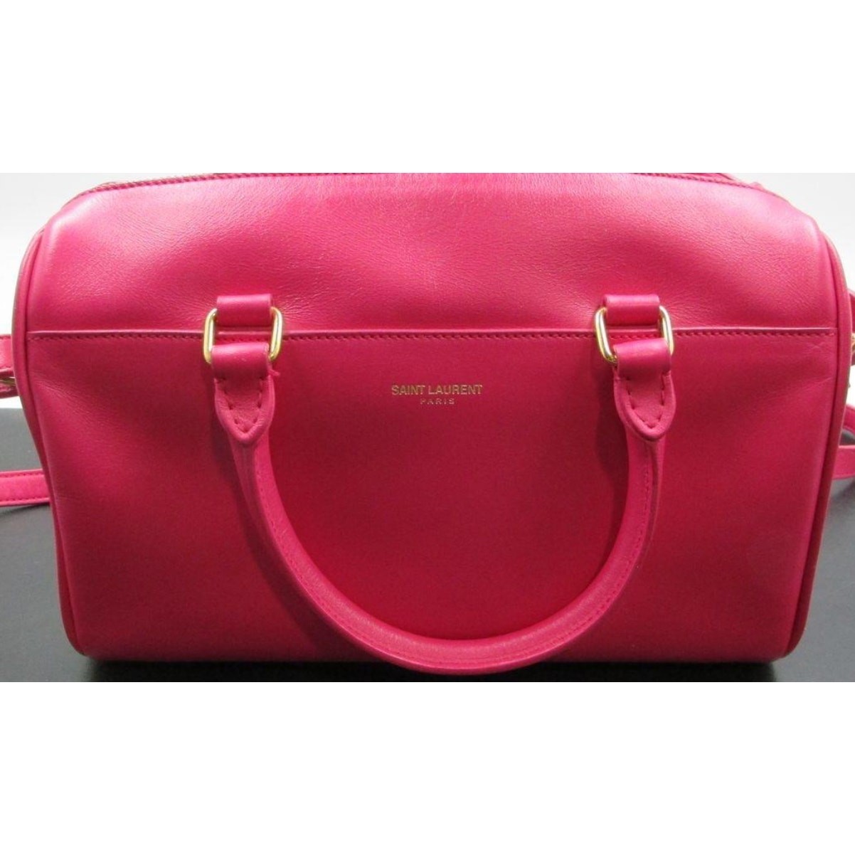 Autentica borsa a tracolla Yves Saint Laurent in pelle rosa fucsia per bambini