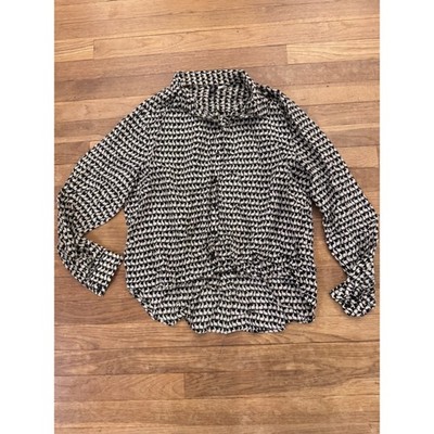 Divided by H&M Women's Black Tan Rabbit Print Button Up Shirt - Size 10 b22