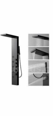 5 IN 1 Shower Panel Stainless Steel Shower Tower Panel System Matte Black Rai...