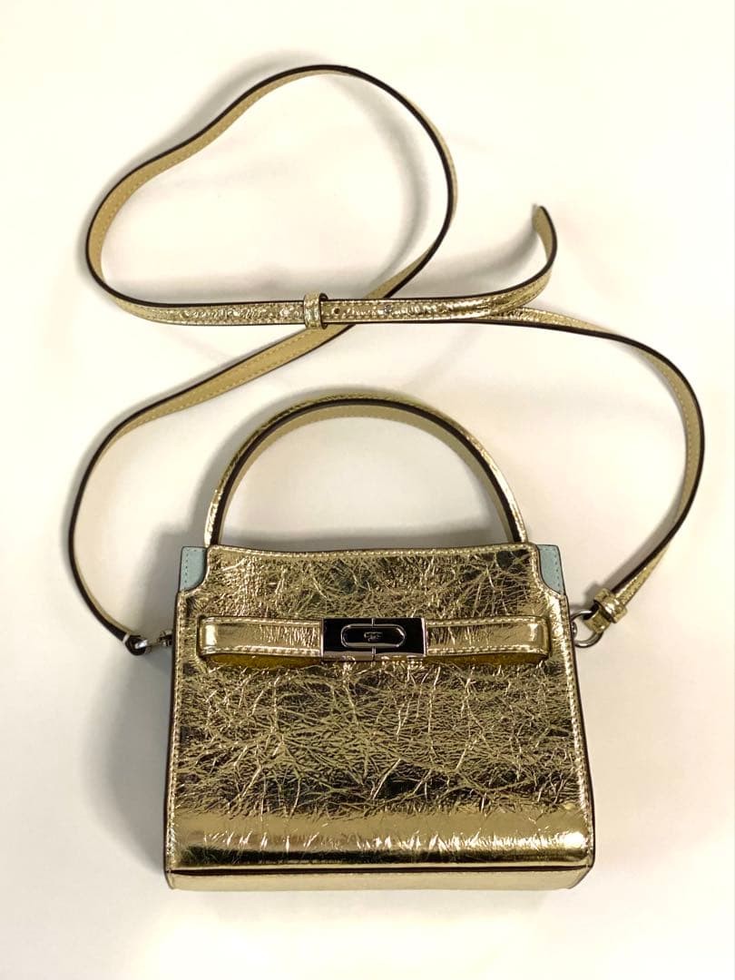 Tory Burch Lee Radziwill Metallic Petite Double Bag