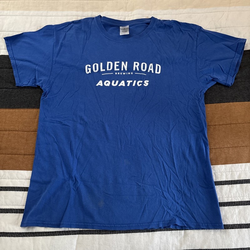Rare Vintage Soft Golden Road Brewing Aquatics Shirt Size L 90s Y2K Beer Worn