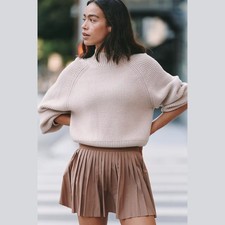 NEW Varley Size L Women's Martina High-Neck Ribbed Sweater - Cement