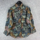 Vintage Silk World 100% Silk Shirt M Abstract Art Print Button Up Mens Womens