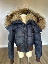 DSQUARED AW2005 Down Cropped Puffer Jacket W/ Raccoon Fur Women's Size 44