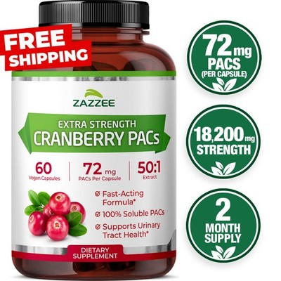 Cranberry PACs, 72 mg PACs per Capsule, 2X Strength, 100% Soluble, 60 Capsules