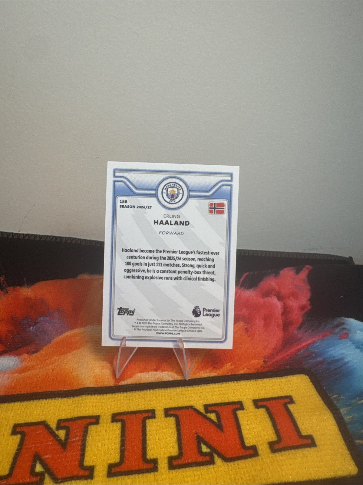 Topps Premier League Erling Haaland Base Set #188 Manchester City 2026-27 view 2