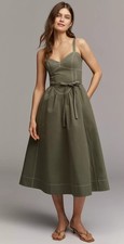 Mare Mare Cotton Seamed Midi Dress Anthropologie XL Olive NWT