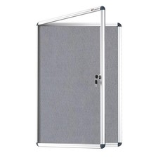 VIZ-PRO Tamperproof Lockable Gray Fabric Noticeboard Aluminium Framed 36x24 In