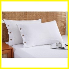 100 French Linen Pillowcases 20x26 Inches Standard Pillow Cases Pack of 2 wi...
