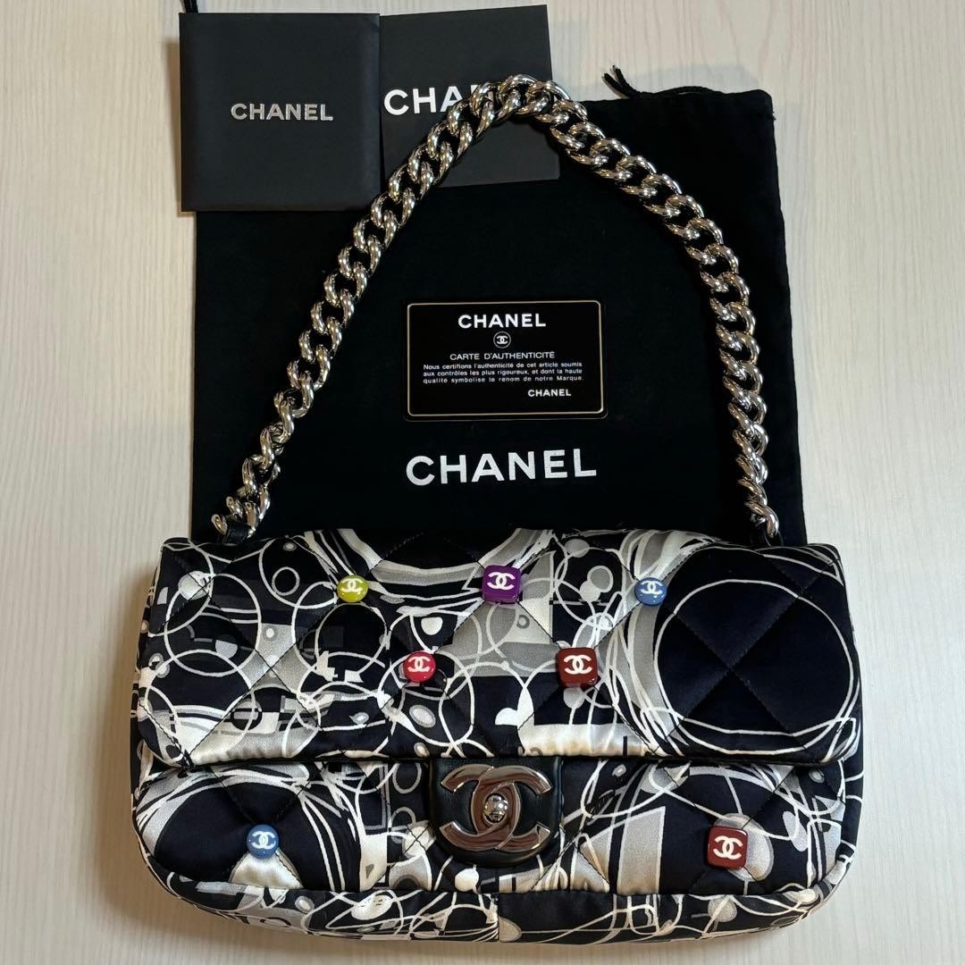 CHANEL Matelasse Chain Shoulder Bag Canvas Coco Mark Black #PGDRHP