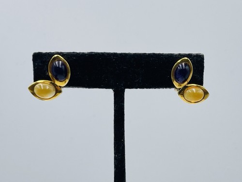 Manfredi 18k Yellow Gold Amethyst & Citrine Butterfly Wing Earrings
