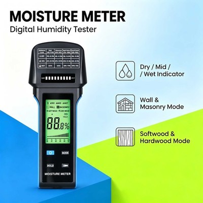 Digital Wood Moisture Meter 5-70% Wood Humidity Tester Timber Damp Detector