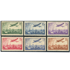 FRANCE POSTE AERIENNE N°8 À 13 AVIONS SURVOLANT PARIS TIMBRES NEUFS COTE 300€