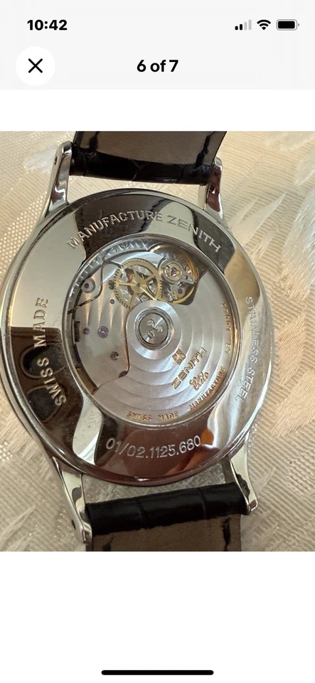 Zenith Elite Automatic Watch 37mm Ref. 01/02.1125.680 – Swiss Made - Image 4 of 4