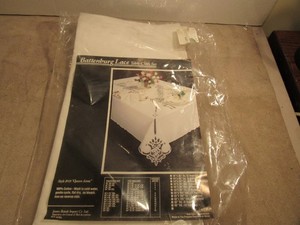 Vintage Tablecloth Battenburg lace 68" x 86" Oblong NOS