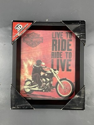 HARLEY DAVIDSON LIVE TO RIDE 3D HOLOGRAMM GERAHMTES BILD 11,5 x9,5  *NEU*MIT BOX