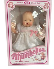 Vintage Ideal 1982 Newborn Thumbelina 18" Classic Doll In Christening Outfit