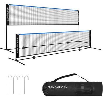 Blau Schwarz 5m Badminton Netz Pfosten Set Tragbar Volleyball Pickleball Tennis 