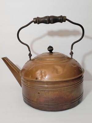 Antique Primitive Copper Kettle Large Rustic Farmhouse Hearth Decor Pot READ
