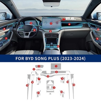 Anti scratch dash TPU film for BYD Song Plus 2023 2025 LHD 39 piece full kit