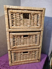 Woven Wicker 3-Drawer Chest - 50 x 30 x 26 cm (HxWxD)