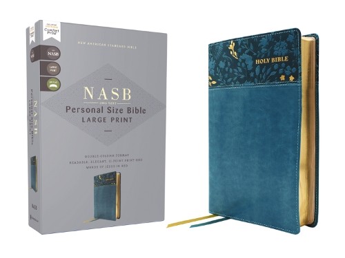 NASB, Personal Size Bible, Large Print, Leathersoft, Teal, Re... - 9780310465966