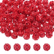100pcs 6mm Red Rhinestone Polymer Fancy Beads for DIY Jewelry Making