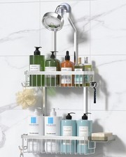 Aluminum Over The Shower Head Caddy Hanging Bathroom Organizer Shampoo Holder